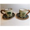 Image 2 : 2-PACIFIC RIM CUP AND SAUCERS BLACK PALM TREE