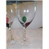 Image 2 : 4-RETIRED PIER 1 RED & GREEN SWIRL SWIPE WINE GLASSES, CRISS-CROSS STEM