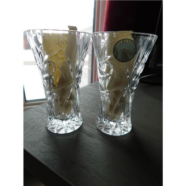 LENOX CRYSTAL 4” VASES WITH PAPERS
