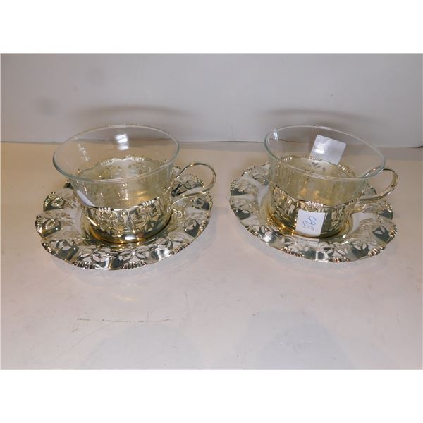 2-SILVER PLATE CUP AND SAUCERS