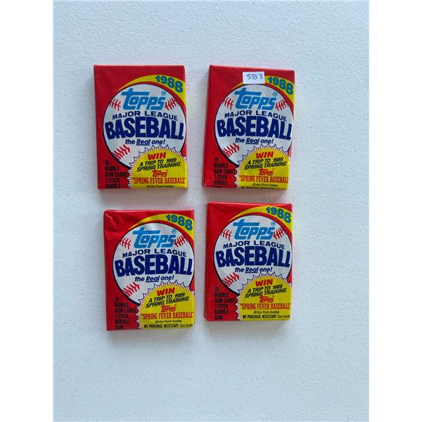 1988 Topps Baseball Card Unopened Wax Packs (4)