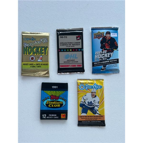 Assortment of Unopened Hockey Card Packs (5)