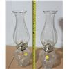 Image 2 : (2) Vintage Oil Lamps with a J on bottom. (Crack/Chip On Lamp Shades)