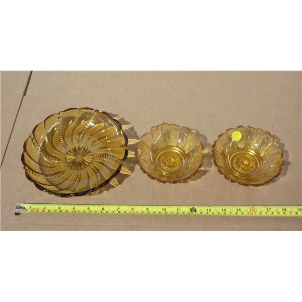 Yellow Bowl and 2 Yellow Candle Bowls.