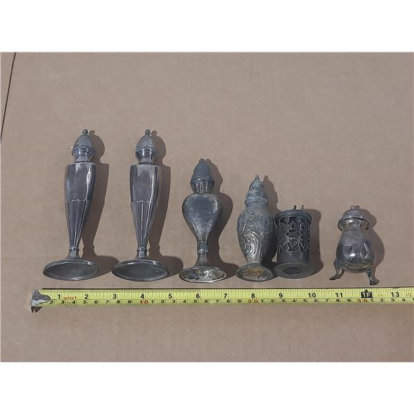 6 Silver Plated Salt and Pepper.