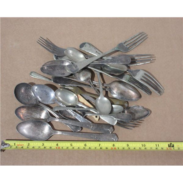 Lot of Mixed Silver Spoons and Forks.