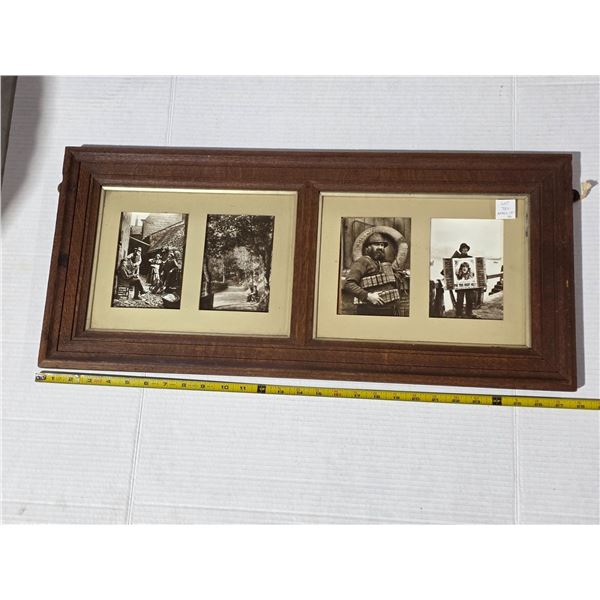 Vintage multi picture oak frame- 27" by 13"