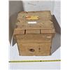 Image 1 : Vinatge wooden egg crate with cardboard flats, palm dairies saskatoon label- 13" by13" by 13"H