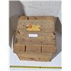Image 2 : Vinatge wooden egg crate with cardboard flats, palm dairies saskatoon label- 13" by13" by 13"H