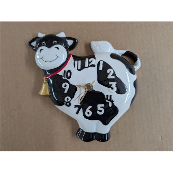 Holestein Cow Clock (Works) Takes 1-AA Battery, Not included. Excellent Condition