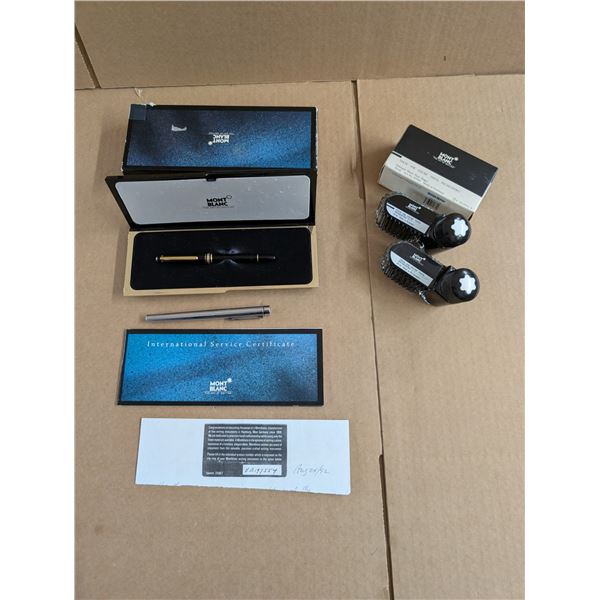 MONT BLANC Fountain Pen with International Service Certificate, made in Hamburg, Germany.  Plus SHEA