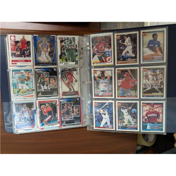Binder of vintage Basketball, Hockey, and Baseball Sports Cards as Shown.