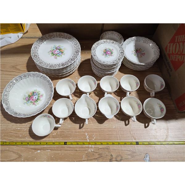 American limoges and rosalie chinaware dishes- plates, soup bowls, cups , etc