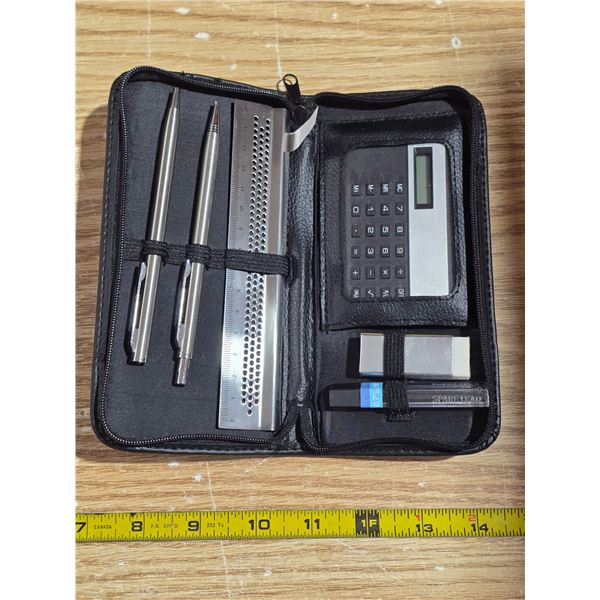 New pen and pencils set with calculator