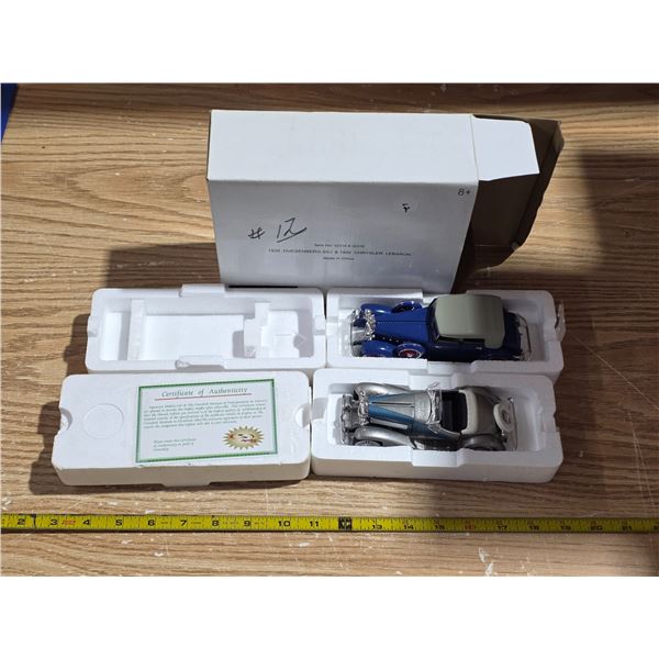 model cars with certificates, 1935 dussen seas ssj and 1932 chrysler le baron