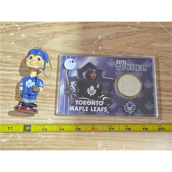 Maple leafs bobble head and darcy tucker maple leafs silver overlay medallion