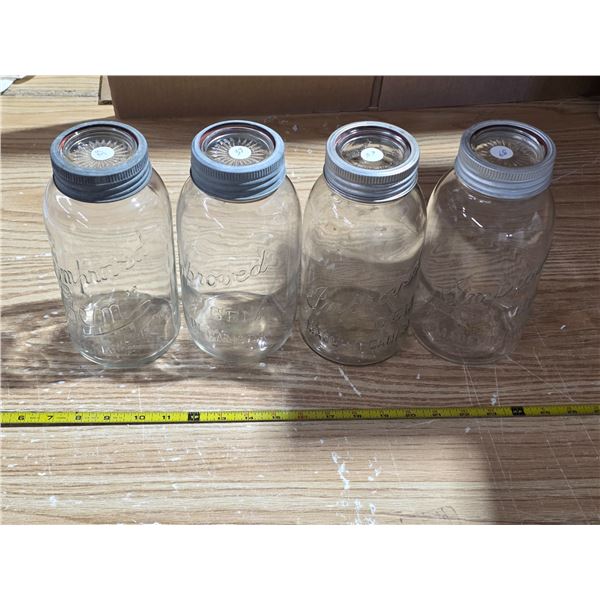 4 improved 2 quart sealer jars- complete