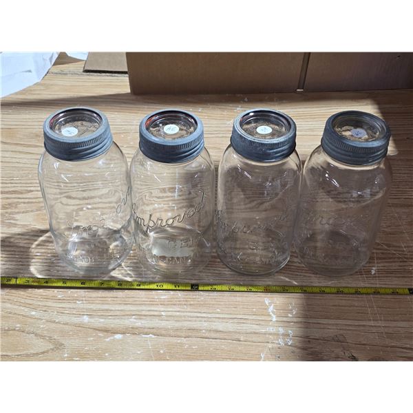 4 improved gem 2 quart sealer jars- complete