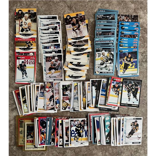 Pittsburgh Penguins lot of 165 hockey cards.  Mario Lemieux. Jagr.  Mixed Brands. Mixed Years. Some 