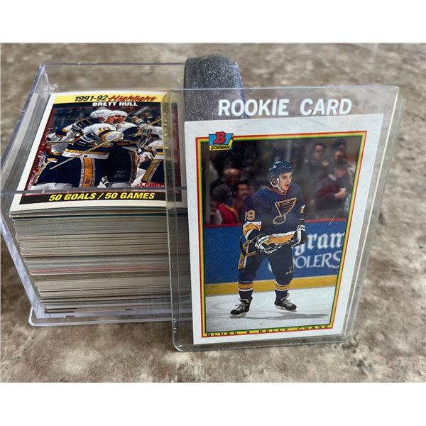 St. Louis Blues lot of 150ish hockey cards. Brett Hull. Kelly Chase Bowman rookie. Mixed Brands. Mix