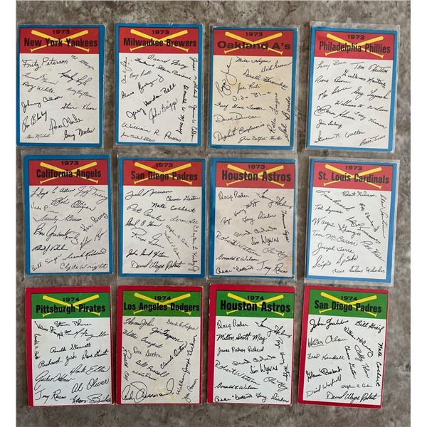 O Pee Chee (OPC) Baseball 1973 & 1974 team signature cards.