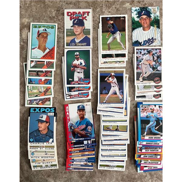 Montreal Expos lot of 50 different baseball cards. OPC & Topps. Mixed Years.