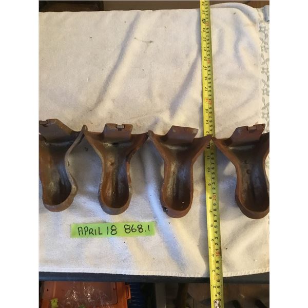 4 Cast eagle claw stove legs- 6"H- 1 leg needs repair