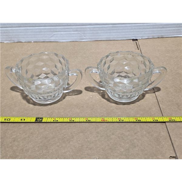 2 glass sugar bowls