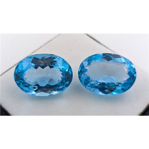 67.17 ct Certified Royal Blue Topaz gemstone Pair ($18,808 Appraisal)