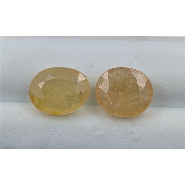 7.6 ct Certified Kashmir Yellow Sapphire gemstone Pair ($7,600 Appraisal)