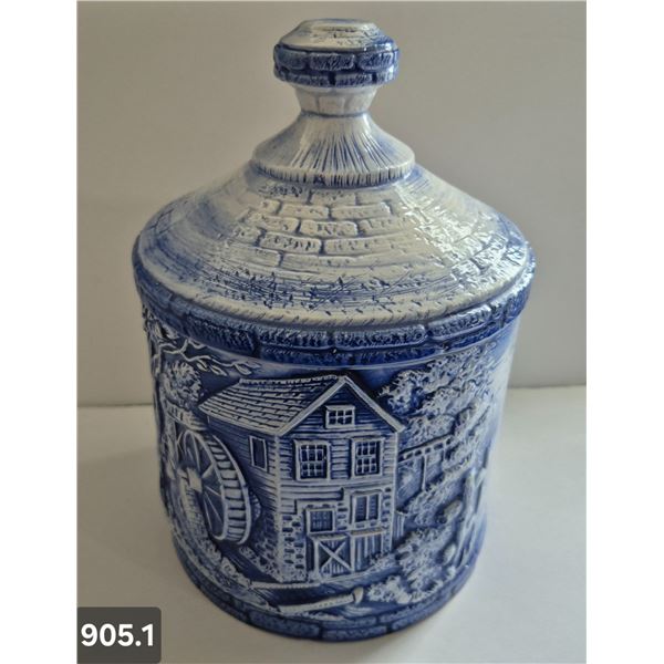 905. MCM blue/white covered cannister - no damage