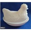 Image 1 : 908. Vintage Anchor-Hocking milk glass hen-on-a-nest, no damage