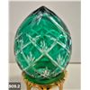 Image 2 : 909. Pair of Bohemian cut glass MCM eggs - 24k gold-plated stand, from a large collection