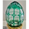 Image 3 : 910. Pair of Bohemian cut glass MCM eggs - 24k gold-plated stand, from a large collection