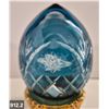 Image 2 : 912. Pair of Bohemian cut glass MCM eggs - 24k gold-plated stand, from a large collection
