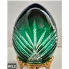 Image 2 : 913. Pair of Bohemian cut glass MCM eggs - 24k gold-plated stand, from a large collection