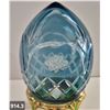 Image 3 : 914. Pair of Bohemian cut glass MCM eggs - 24k gold-plated stand, from a large collection