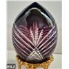 Image 2 : 915. Pair of Bohemian cut glass MCM eggs - 24k gold-plated stand, from a large collection