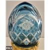 Image 3 : 916. Pair of Bohemian cut glass MCM eggs - 24k gold-plated stand, from a large collection