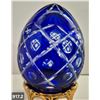 Image 2 : 917. Pair of Bohemian cut glass MCM eggs - 24k gold-plated stand, from a large collection