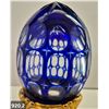 Image 2 : 920. Pair of Bohemian cut glass MCM eggs - 24k gold-plated stand, from a large collection