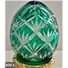 Image 3 : 920. Pair of Bohemian cut glass MCM eggs - 24k gold-plated stand, from a large collection