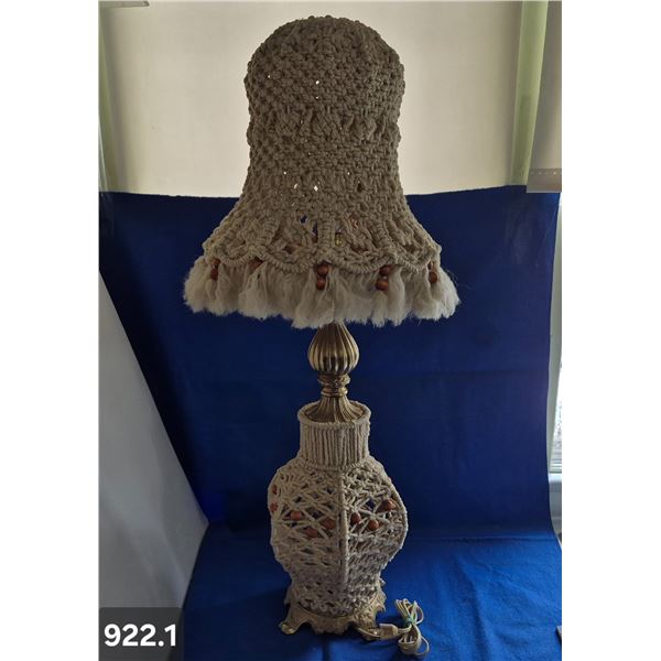 922. MCM Macrame table lamp with shade