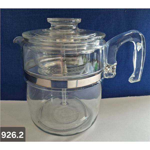 926. Pyrex 9-cup glass coffee pot - COMPLETE AND MINT!