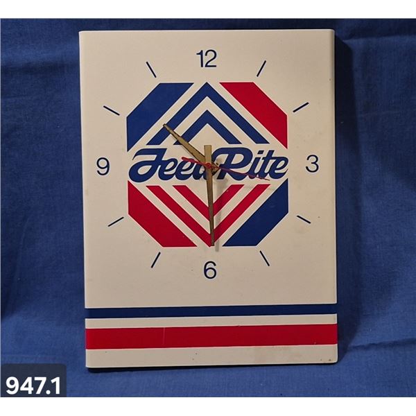 947. 1960s Feed Rite advertising clock, working