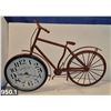 Image 1 : 950. Vintage metal art bicycle with clock, with a working kick stand, 19 inches long