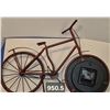 Image 5 : 950. Vintage metal art bicycle with clock, with a working kick stand, 19 inches long
