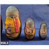 Image 3 : 958. Set of 5 nesting dolls, hand-painted, little damage to back of second from the smallest