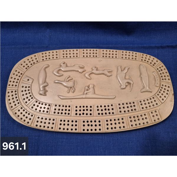 961. Inuit carving - cribbage board, signed by maker, excellent condition