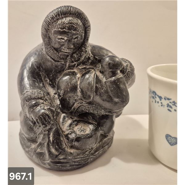 967. Inuit carving - large heavy eskimo figure, 6 inches, excellent condition